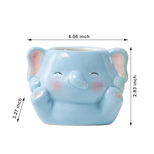 DIYOMR Cute Animals Planter, Mini Ceramic Cartoon Animal Shaped Succulent Flower Pot Indoor Air Plants Holder, Smooth Shiny Decorative Flower Cactus Planter - Plants Not Included (Baby Elephant) - color: Baby Elephant
