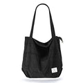 KALIDI Women Corduroy Tote Bag Zipper Casual Tote's Handbag Big Capacity Shoulder Bag with Pockets - color: Black