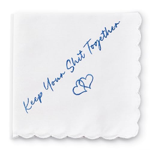 Wedding Handkerchief, Something Blue for Bride, Mother of Bride Gift - color: Keep Your Shit Together, style: Brown Envelope