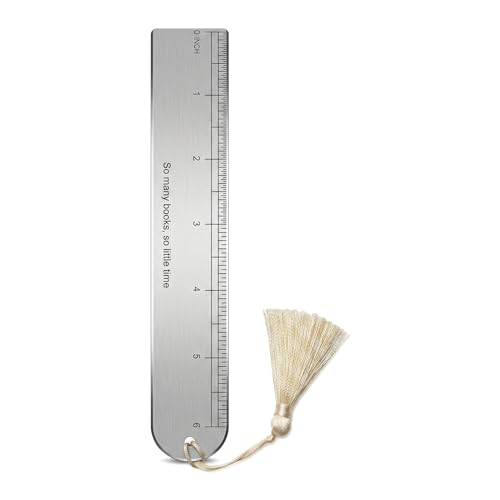 6 Inch Metal Ruler Bookmark, Silver - color: Silver