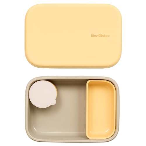 BLUE GINKGO Bento-Style Silicone Lunch Box Set, Grey, Made in Korea - color: Gray