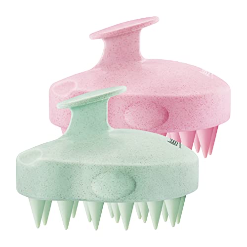 HEETA 2-Pack Large Scalp Massager Scrubber Shampoo Brush for Hair Growth - color: New Pink & Green