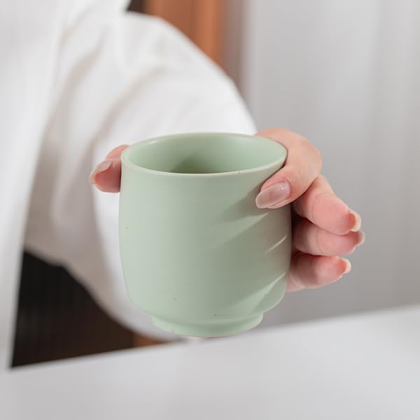 TEANAGOO Japanese Tea Cups, Chinese Tea Cup, 7.2Oz / 205 Ml, Ceramic Tea Cups for Adults, Ceramic Cups no Handles, Japanese Cups, Matcha Cup, Lt.Green, 4 Pcs/Box, H8 - color: Lt.Green, size: 7.2 fl oz (4-Count)