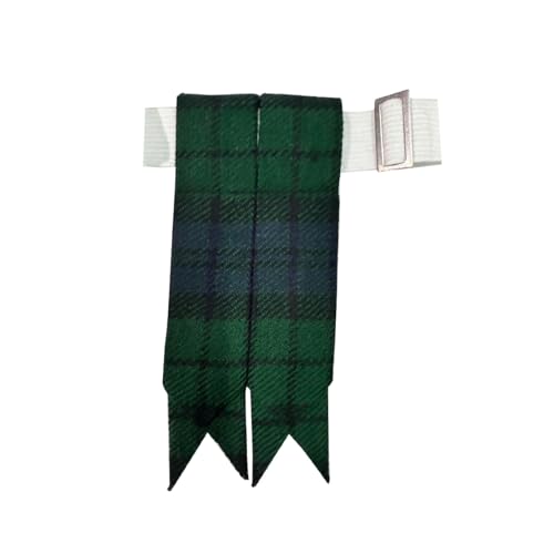 Men's Men's Tartans Kilt Flashes with Heavy Buckle Elastic Adjusters Fit - color: Black Watch
