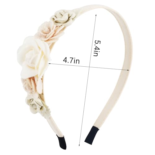Tmtains Flower Headbands for Girls Kids, Toddlers Rose Floral Headpiece - color: Beige