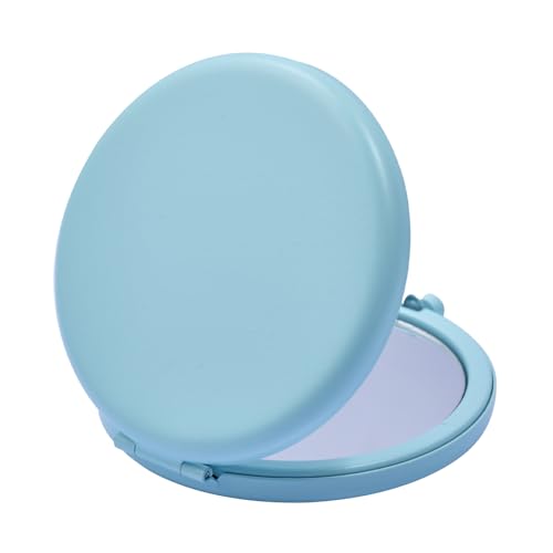Compact Mirror for Purse, Metal Round Shell, Double-Sided 1X/2X Magnifying, Portable Travel Makeup Mirror, Mini Pocket Mirror, Aquamarine,4 Packs - color: Aquamarine