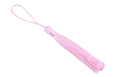 KONMAY 20pcs Silky Handmade Tiny(3.5'') Soft Craft Mini Tassels with Loops for Bookmarks Jewelry Making, Decoration DIY Projects (Pink) - color: Pink