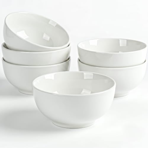 30 oz Ceramic Soup Bowls, 6 inch White Ramen Bowl Set of 6, Cereal Bowls - size: 6 Inches, 30 Ounces