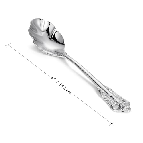KEAWELL Premium Luxury 4-Piece 6-Inch Tea Spoon Set (Silver) - color: Silver