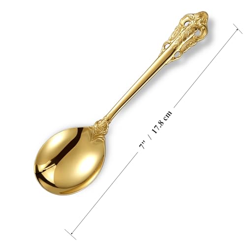 KEAWELL Gorgeous 4-Piece 18/10 Stainless Steel Soup Spoon Set (Gold) - style: Gold