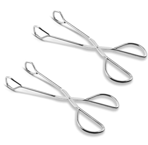 Hiash 9-Inch Heavy Duty Stainless Steel Kitchen Tongs - Comfortable Ergonomic Grip, Scissor Design, Heat Resistant for BBQ and Cooking (Pack of 2) - size: 9 Inch (Pack of 2)