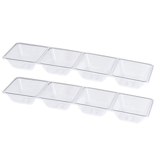 PLASTICPRO 4 Sectional Rectangle Plastic Disposable Serving Pack of 2 - color: Clear
