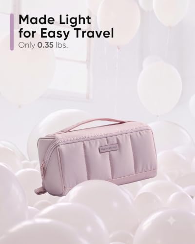 NISHEL Travel Makeup Bag for women, Organizer Pouch Cosmetic Case - color: Peach-Pink