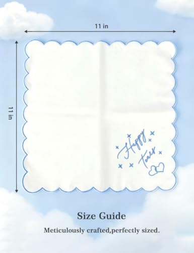 Wedding Handkerchief - Something Blue for Bride on Wedding Day, Bride Gift for Wedding Essentials, Embroidered Handkies Gift - color: Happy Tears