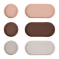 Blue Ginkgo Mini Silicone Trays – Set of 6 Easy-Clean Organizers for Bathroom, Kitchen, Desk, Vanity, and Cosmetics (Brown, Tan, Ivory) - color: Brown