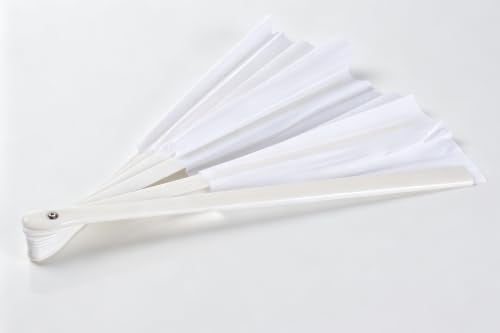 2 Pack Large Folding Hand Fan,White Chinese Kung Fu Tai Chi Fan Nylon-Cloth Fan for Men and Women Performance, Dance, Decorations, Festival, Gift (Folding Fan White+case 2p) - color: White+white