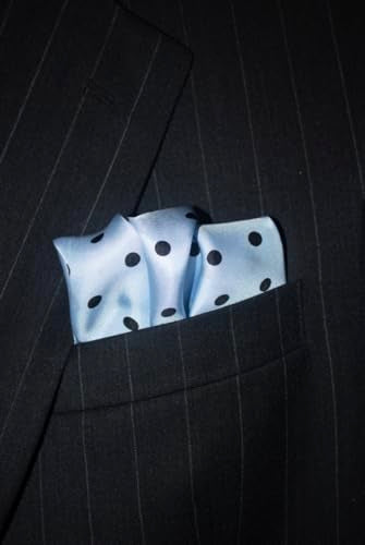 Royal Silk Polka Dot Pocket Square - 17" Handkerchief - 12mm Silk Twill - 100% Silk - color: Blue