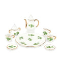 Miniature Tea Set 1/6 Scale Dollhouse Accessories Porcelain Lucky Clovey - color: Lucky Clover