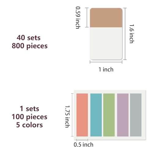 ELII 900 PCS 1 Inch Book Tabs Sticky Index Tabs,Writable Repositionable - color: Pastel