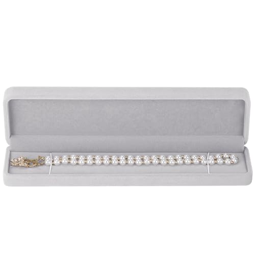 LETURE 2 Pieces Long Velvet Chain Necklace Gift Box Set, Bracelet Storage Case, Jewellry Display Box for Wedding, Engagement,Proposal, Birthday and Anniversary (Grey-2pcs) - color: Grey