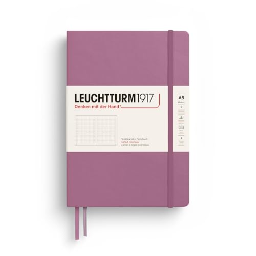 LEUCHTTURM1917 - Notebook Hardcover Medium A5-251 Numbered Pages for Writing and Journaling - Thinking Ahead (Dotted Paper, Dusty Rose) - color: Dusty Rose, style: Dotted