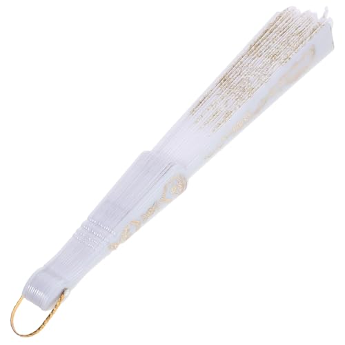 Chinese Style Folding Fan For Weddings And Festivals Foldable Fan Portable Decoration Festival Performance Stage Props Decoration(white) - color: White