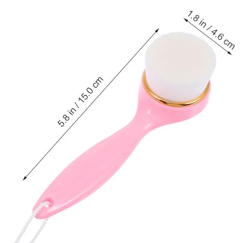 Luxshiny Face Washing Cleansing Brush Tool Manual Facial Brush with Soft Plastic Bristles for Women Deep Pore Cleansing and Skin Exfoliation, Pink