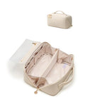 EACHY Travel Makeup Bag for Women, PU Leather Cosmetic Bag, White, Medium - color: F - White, size: Medium