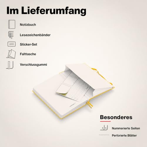 LEUCHTTURM1917 - Notebook Hardcover Medium A5-251 Numbered Pages for Writing and Journaling (Sunflower, Plain) - color: Sunflower, style: Minimalist