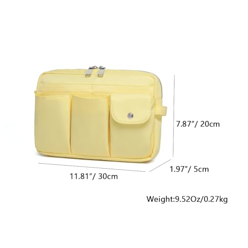 Pencil Holder Storage Bag for Women, Large Capacity Zippered Pencil Case with Multiple Pockets, Nylon Canvas Stationery Organizer for Office, Travel & Daily Use (Nylon,Yellow) - color: Yellow/Nylon