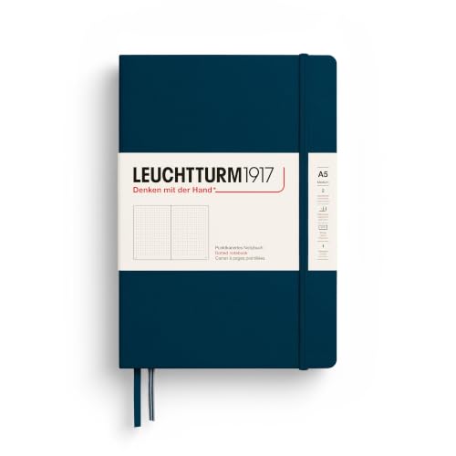 LEUCHTTURM1917 - Notebook Hardcover Medium A5-251 Numbered Pages for Writing and Journaling - Thinking Ahead (Dotted Paper, Deep Sea) - color: Deep Sea, style: Dotted