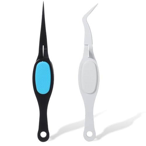 Ymapinc 2PCS Reverse Tweezers for Crafting - Stainless Steel - color: Black+white