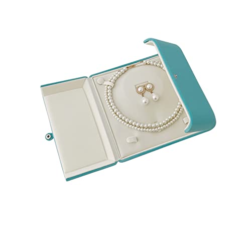Premium Grade Aqua Jewelry Case for Necklace Earring Ring Set Premium Grade Unique Design Pearl Necklace Strands Box - color: Necklace Earring Ring Set