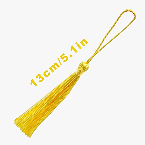 VAPKER 100 Pieces Light Yellow Color 13cm/5-Inch Silky Handmade Soft Tassels Floss Bookmark Tassels with 2-Inch Cord Loop for Jewelry Making, DIY Projects, Bookmarks - color: Z5:light Yellow
