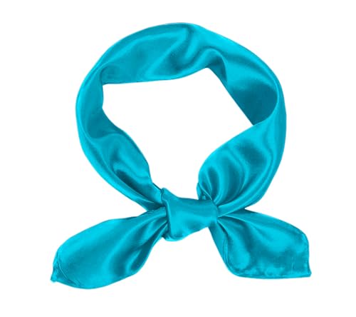 1 Piece of Square Satin Scarf Wrap Ribbon Neck Scarfs Halloween Retro Costume (23.62" x 23.62") - color: Peacock Blue
