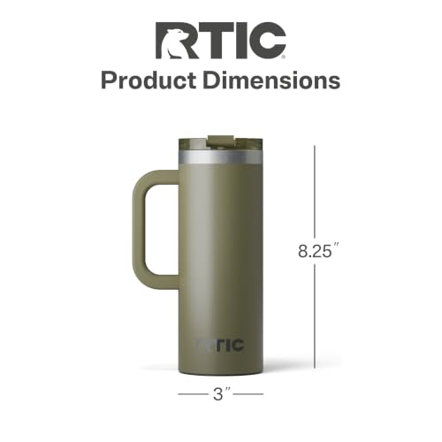 RTIC 20oz Road Trip Travel Mug with Lid and Handle, Ceramic Lined, Olive - color: Olive, size: 20 Ounces