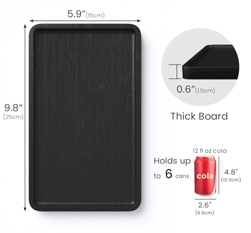 VERTORGAN Bamboo Serving Tray,9.8x5.9 Inch Trays,Home Decor(Black) - color: Black, size: 9.8" x 5.9" x 0.6"