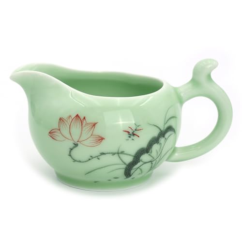 DELIFUR Celadon Handcrafted Porcelain Tea Set Lotus Theme Porcelain Tea Pot Covered Teacup Gongdao Cup From China (Gongdao mug) - style: Gongdao mug