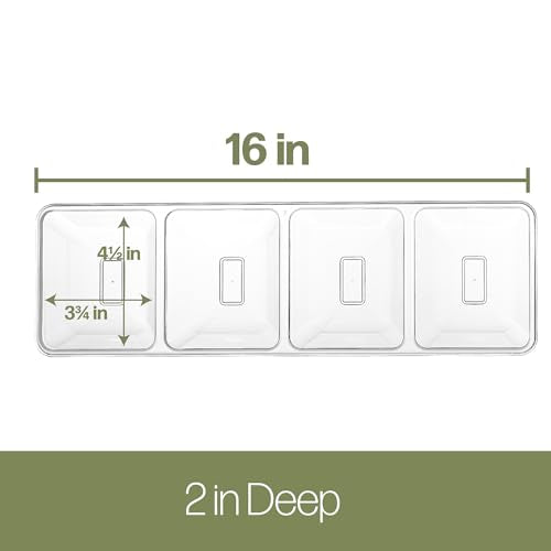 PLASTICPRO 4 Sectional Rectangle Plastic Disposable Serving Pack of 2 - color: Clear