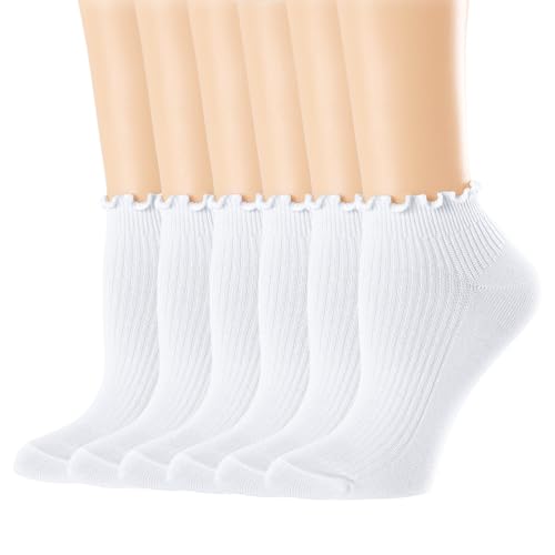 Mcool Mary Womens Ankle Ruffle Socks 6 Pack - color: White, size: 5-9