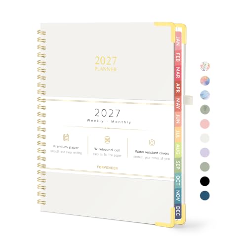 Forvencer 2027 Planner Weekly and Monthly, Hardcover Calendar Planner, A5 - color: Off-white, size: 6.3"x8.4" (Jan 2027 - Dec 2027)
