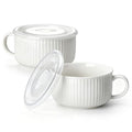 vancasso 38oz Soup Mug with Lid and Handle Steam Vent Bowl White 2 Pack - color: White - Set of 2