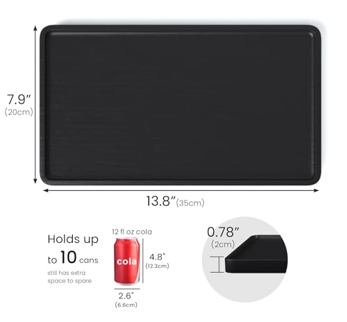 VERTORGAN Bamboo Serving Tray,13.8x7.9 Inch Trays,Home Decor(Black) - color: Black, size: 13.7" x 7.8" x 0.8"