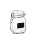 Bormioli Rocco Fido Square Clear Jar with Chalkboard, 33-3/4-Ounce - size: 33.75 oz., Single Jar