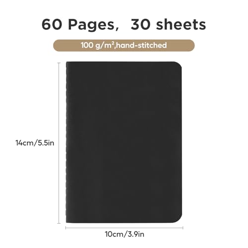 HOMEMARS Dot Grid Pocket Notebooks,18 Pack,100GSM,A6,Small notebook,3.9" x 5.5", Black, Journaling Notebooks for Travel Journal, Work & School,Thick Paper,Dotted, Journal Diary Memo,100 g/m²,A6 - size: Dotted