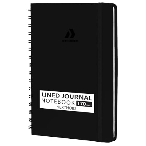 Nextnoid Lined Spiral Notebook Journal For Women & Men - A5(5.8" x 8.3") 170 Pages, Hardcover Notebooks for Work & Note Taking, College Ruled Journals for Writing - Black - color: c-Black