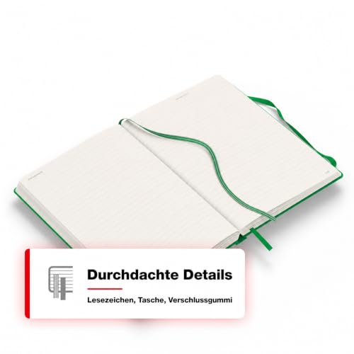 LEUCHTTURM1917 - Notebook Hardcover Medium A5-251 Numbered Pages for Writing and Journaling - Thinking Ahead (Ruled Paper, Spring Leaf) - color: Spring Leaf, style: Ruled