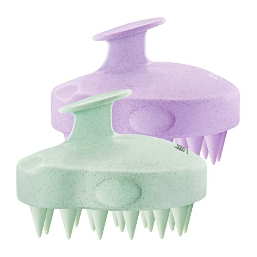 HEETA 2-Pack Large Scalp Massager Scrubber Shampoo Brush for Hair Growth - color: New Purple & Green
