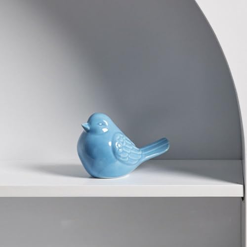 1/2pcs Home Living Room Office Decoration Bird,Ceramic Mini Bird Home Decoration,Porcelain Bird Figurine Statue,Office,Bedroom,Living Room Statues Decor,Yellow/Blue(Blue) - style: blue