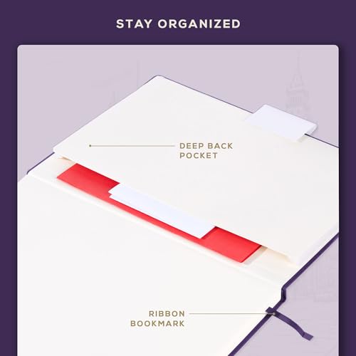 BEECHMORE BOOKS Large Lined Journal Notebook, 8.5" x 11.5" (A4) Hardcover Vegan Leather Executive Diary for Work, Thick 120gsm Paper, Lay-Flat Binding, Gift Box - color: Royal Plum, size: A4 - 8.5" x 11.5" Large